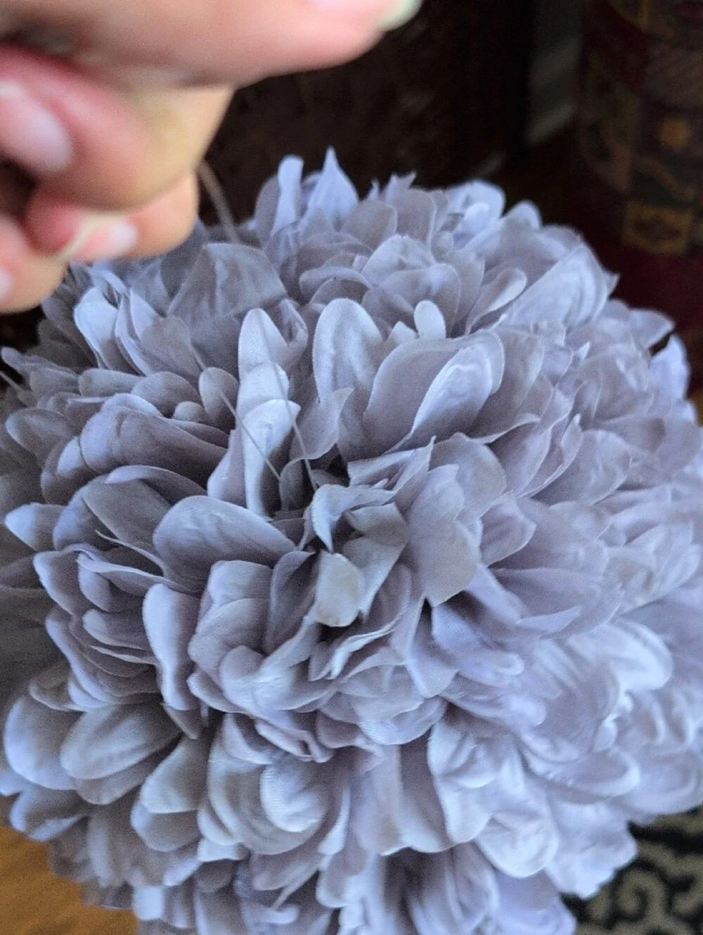 NWT Decorative Purple Gray Floral Pom Pom Hanging Accent - Picture 7 of 7